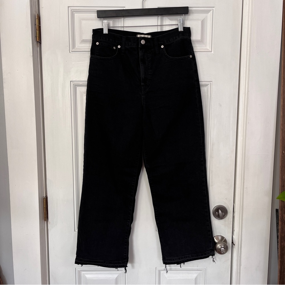 Madewell black slim wide leg crop 30